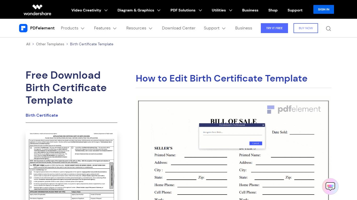 Birth Certificate Template - Free Download, Edit, Fill and Print